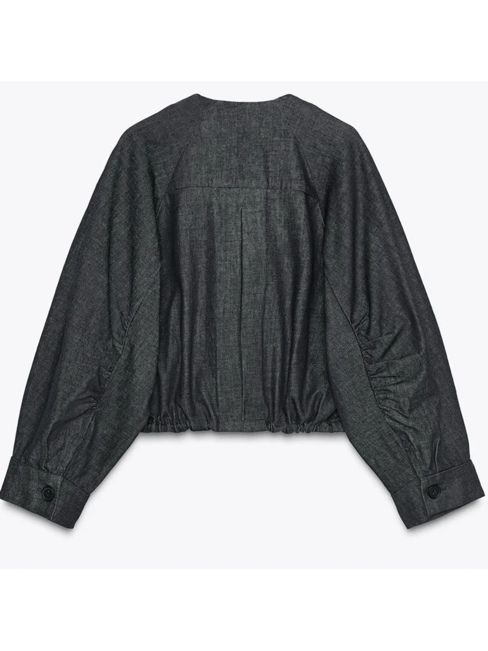 ZARA ZW COLLECTION DENIM PUFFER BOMBER JACKET - Picture 5 of 6